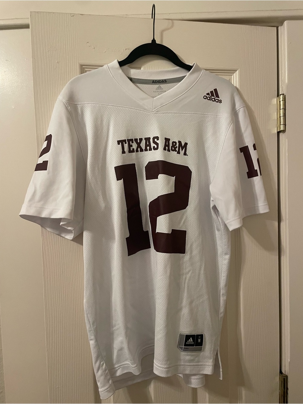 adidas Texas A&M Football Jersey in White and Maroon #12